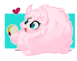 Size: 1280x1024 | Tagged: safe, artist:mittymandi, oc, oc only, oc:fluffle puff, pony, cute, flufflebetes, heart, hoof hold, ocbetes, open mouth, prone, solo, sploot, taco