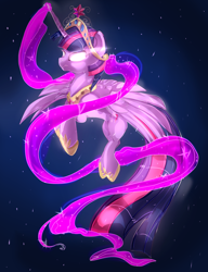 Size: 1024x1335 | Tagged: safe, artist:scatteredlove, twilight sparkle, twilight sparkle (alicorn), alicorn, pony, female, glowing eyes, magic, mare, solo