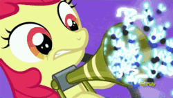 Size: 568x320 | Tagged: safe, screencap, apple bloom, bloom and gloom, animated, pest control gear, twitbuster apple bloom, twittermite