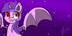 Size: 3000x1500 | Tagged: safe, artist:purpleloverpony, derpibooru exclusive, amethyst star, sparkler, bat pony, pony, solo, spread wings, wings