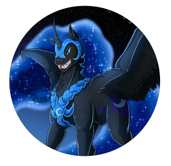 Size: 1300x1266 | Tagged: safe, artist:kuroleopard, derpibooru import, nightmare moon, hoers, solo