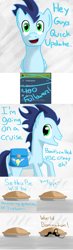 Size: 1152x3953 | Tagged: safe, soarin', pony, evil, followers, monocle, moustache, pie, that pony sure does love pies, tumblr, vocational death cruise, world domination