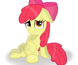 Size: 1300x1080 | Tagged: safe, artist:hanzel2, apple bloom, earth pony, pony, adorabloom, awkward, awkward smile, cute, female, filly, looking at you, sitting, smiling, solo