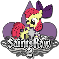 Size: 512x512 | Tagged: safe, apple bloom, blackletter, clothes, crossover, icon, jacket, saints row, simple background, sunglasses, transparent background, video game