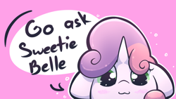 Size: 1250x706 | Tagged: safe, artist:spikedmauler, sweetie belle, :3, cute, diasweetes, go ask sweetie belle, solo