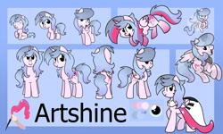 Size: 1600x960 | Tagged: safe, artist:frozenstar37615, oc, oc only, oc:artshine, clothes, dress, gala dress, reference sheet