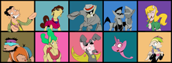 Size: 1681x621 | Tagged: safe, artist:hombre cerdo, artist:slowcoloringfag, carmen sandiego, crossover, double trouble, eartha brute, kneemoi, patty larceny, robocrook, sarah nade, the contessa, top grunge, vic the slick, wonder rat