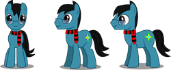 Size: 2346x956 | Tagged: safe, artist:sketchmcreations, oc, oc only, oc:sketch mythos, earth pony, pony, clothes, glasses, scarf, simple background, transparent background