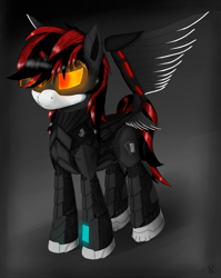 Size: 3442x4320 | Tagged: safe, artist:koshakevich, oc, oc only, oc:blackjack, alicorn, cyborg, pony, unicorn, fallout equestria, fallout equestria: project horizons, alicorn oc, level 4 (alicorn eclipse) (project horizons), solo