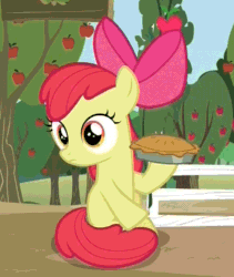 Size: 472x560 | Tagged: safe, screencap, apple bloom, pony, brotherhooves social, adorabloom, animated, cute, eating, majestic as fuck, messy eating, pie, silly, silly filly, silly pony, uncouth