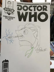 Size: 600x800 | Tagged: safe, artist:andypriceart, doctor whooves, pony, andy you magnificent bastard, comic cover, commission, doctor who, male, sonic screwdriver, stallion, traditional art