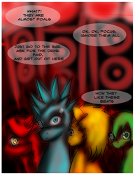 Size: 1200x1553 | Tagged: safe, artist:gunslingerpen, oc, oc only, comic:allegrezza, comic, implied octavia, nightclub