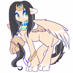 Size: 4000x4000 | Tagged: safe, artist:explicitxpanda, oc, oc only, oc:ramses, sphinx, bracelet, cute, eyelashes, jewelry, paws, solo, sphinx oc