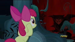 Size: 1280x720 | Tagged: safe, edit, screencap, apple bloom, alien, bloom and gloom, babylon 5, crossover, photoshop, pun, shadow, shadow bloom