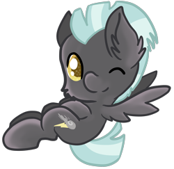 Size: 2876x2792 | Tagged: safe, artist:cutepencilcase, thunderlane, pegasus, pony, chibi, cute, looking at you, male, simple background, solo, stallion, thunderbetes, transparent background, wink, winking at you