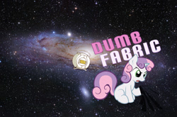 Size: 792x523 | Tagged: safe, sweetie belle, dumb fabric, portal 2, pun, solo, space, space core