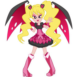 Size: 1200x1200 | Tagged: safe, alternate version, artist:ambassad0r, edit, editor:delta brony, oc, oc only, oc:princess dark matter, equestria girls, clothes, cure peach, dress, fresh precure, open mouth, simple background, solo, transparent background, vector, vector edit, wings