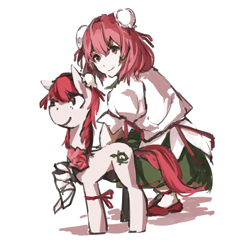 Size: 3192x3200 | Tagged: safe, artist:unitsu, human ponidox, ibaraki kasen, pixiv, ponified, solo, touhou