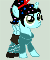 Size: 374x452 | Tagged: safe, artist:caecii, artist:frozenfan101010101, alicorn, pony, ponified, vanellope von schweetz, wreck-it ralph