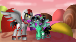 Size: 1366x768 | Tagged: safe, artist:starly-light, photoshop, ponified, turbo, vanellope von schweetz, wreck-it ralph