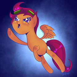 Size: 1723x1723 | Tagged: safe, artist:aimihanibal, scootaloo, 30 minute art challenge, cute, cutealoo, flying, goggles, scootaloo can fly, scootalove