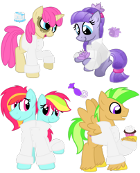 Size: 1600x1979 | Tagged: safe, artist:frozenstar37615, oc, oc only, earth pony, pegasus, pony, unicorn, baker, conjoined, conjoined twins, multiple heads, multiple legs, multiple limbs, two heads