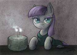 Size: 2400x1700 | Tagged: safe, artist:darkdoomer, boulder (pet), maud pie, cake, concrete, happy birthday, rock