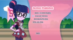 Size: 635x354 | Tagged: safe, sci-twi, twilight sparkle, equestria girls, friendship games, deleted scene, menu