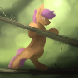 Size: 1836x1834 | Tagged: safe, artist:fuzzyfox11, scootaloo, fluffy, forest, solo