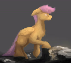 Size: 2760x2424 | Tagged: safe, artist:fuzzyfox11, derpibooru import, scootaloo, mountain, solo