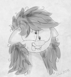 Size: 804x872 | Tagged: safe, artist:fakskis, oc, oc only, oc:pencil draft, derp, grayscale, monochrome, ponysona