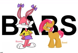 Size: 1280x879 | Tagged: safe, artist:mofetafrombrooklyn, babs seed, babs bunny, crossover, tiny toon adventures