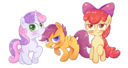 Size: 3245x1729 | Tagged: safe, artist:patchnpaw, apple bloom, scootaloo, sweetie belle, adorabloom, cute, cutealoo, cutie mark crusaders, diasweetes, simple background, transparent background, wingding eyes