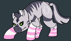 Size: 662x390 | Tagged: safe, artist:crossybear, oc, oc only, oc:zebra north, zebra, clothes, male, racing, socks, solo, stallion, striped socks