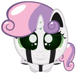 Size: 1146x1114 | Tagged: safe, artist:playah, derpibooru exclusive, sweetie belle, sweetie bot, pony, robot, robot pony, unicorn, friendship is witchcraft, cute, diasweetes, female, filly, foal, hooves, horn, looking at you, simple background, smiling, solo, transparent background