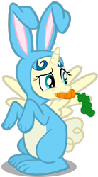 Size: 800x1445 | Tagged: safe, artist:mirry92, oc, oc only, oc:tina fountain heart, alicorn, pony, alicorn oc, bunny costume, carrot, clothes, mouth hold, simple background, solo, transparent background, vector