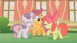 Size: 1907x1079 | Tagged: safe, screencap, apple bloom, scootaloo, sweetie belle, crusaders of the lost mark, cutie mark crusaders, the cmc's cutie marks