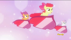 Size: 1920x1080 | Tagged: safe, screencap, apple bloom, scootaloo, sweetie belle, crusaders of the lost mark, cutie mark crusaders, hoverboard, the cmc's cutie marks