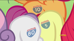 Size: 1920x1080 | Tagged: safe, edit, edited screencap, screencap, apple bloom, scootaloo, sweetie belle, crusaders of the lost mark, california, cutie mark crusaders, interstate highway sign, the cmc's cutie marks, the cmc's new cutie mark meme