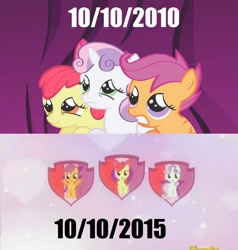 Size: 914x960 | Tagged: source needed, safe, edit, edited screencap, screencap, apple bloom, scootaloo, sweetie belle, crusaders of the lost mark, friendship is magic, cutie mark, cutie mark crusaders, happy birthday mlp:fim, it happened, mlp fim's fifth anniversary, scrunchy face, the cmc's cutie marks