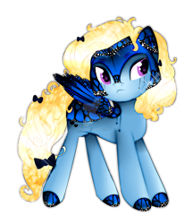 Size: 1600x1946 | Tagged: safe, artist:syico, oc, oc only, oc:blue peleide, original species, pony, butterfly pony, butterfly wings, simple background, solo, transparent background