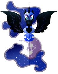 Size: 600x764 | Tagged: safe, artist:ii-art, nightmare moon, mare in the moon, moon, solo, spread wings