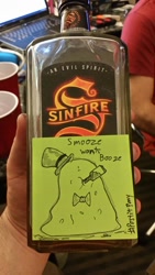 Size: 576x1024 | Tagged: safe, artist:postitpony, berrytube, booze, everfree northwest, sinfire cinnamon whisky