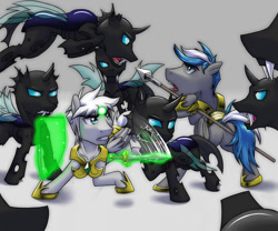 Size: 864x720 | Tagged: safe, artist:tarenest, oc, oc only, oc:zephyr wing, changeling, sword