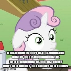 Size: 250x250 | Tagged: safe, sweetie belle, pony, unicorn, exploitable meme, female, filly, horn, image macro, meme, picture for breezies, solo, sudden clarity sweetie belle, text, two toned mane, white coat, wide eyes