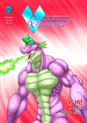 Size: 1200x1697 | Tagged: safe, artist:pia-sama, spike, anthro, comic:rogue diamond, beefspike, comic, cover art, fire, older, older spike, solo