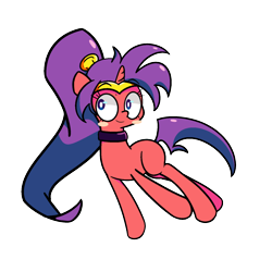 Size: 1280x1280 | Tagged: safe, artist:turtlefarminguy, unicorn, blushing, ponified, shantae, shantae (character), solo