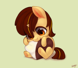 Size: 816x709 | Tagged: safe, artist:ciciya, oc, oc only, pony, unicorn, baby, baby pony, cookie, cute, foal, heart, nibbling, solo