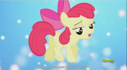 Size: 1282x714 | Tagged: safe, screencap, apple bloom, bloom and gloom, discovery family logo, meme, plot, youtube caption