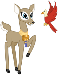 Size: 2928x3800 | Tagged: safe, artist:cheezedoodle96, idw, bird, deer, .svg available, cloven hooves, doe, female, idw showified, raised hoof, simple background, svg, transparent background, vector